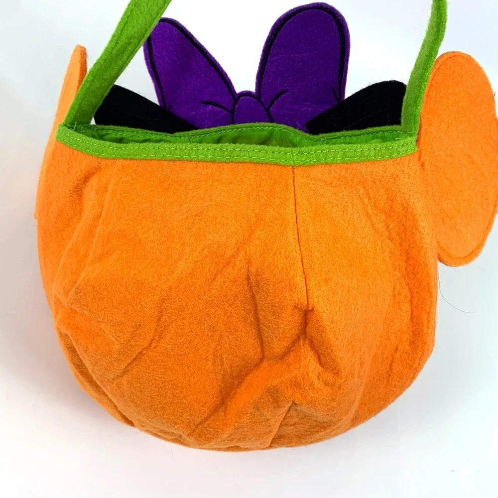 Disney Store Minnie‎ Mouse Felt Halloween Trick or Treat Bucket Glow in the Dark